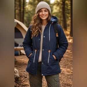 Poler Womens Cedar Down Jacket in Steel Blue Sz S Gorpcore